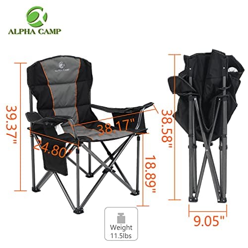 ALPHA CAMP Oversized Camping Folding Chair Heavy Duty Camping Chair — view 2