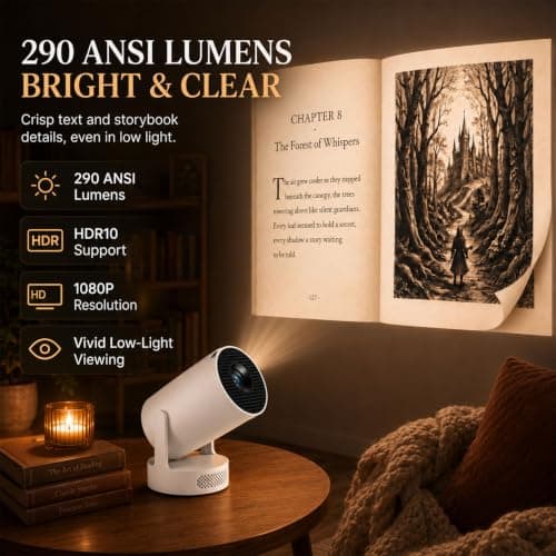 Book Cast Projector, 2026 New Book Projector for Reading，White — view 4