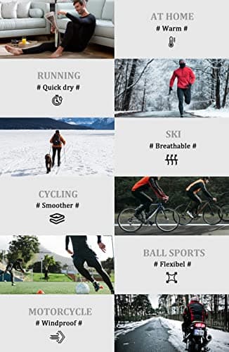 HOPLYNN Mens Thermal Underwear Set Long Sleeve Tops Long Johns Base Layer Warm Underwear Fleece Lined Ultra Soft Compression Running Sport Ski Balck XL — view 6