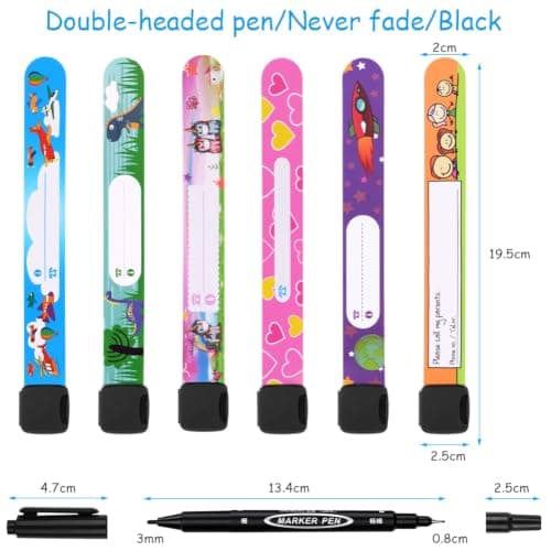 Vicloon 6 Pcs Child Safety ID Wristband, Kids ID Bracelet with Non Fading Pen for Children Emergency Bracelet, Anti Lost Child ID Bands Waterproof Reusable for Children Boys Girls Toddler Baby — view 2