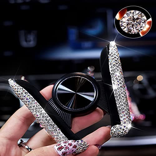YoMaris Bling Mini Dash Air Vent Automatic Phone Holder, Universal 360° Adjustable Crystal Auto Stand, Car Accessories for Women and Girls (White) — view 6