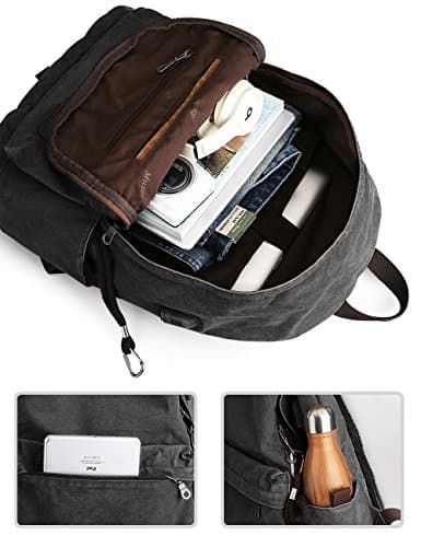 Muzee Canvas School Backpack with 15.6 inch Laptop for Men Women, Lightweight Anti-Theft Travel Daypack College Student Backpack Mit USB Charging Port — view 3