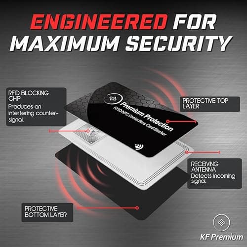 KF-Premium RFID Blocking Cards & Passport Sleeve (2 Pack) – Ultra Thin Protector for Credit, Debit & Passport – Contactless NFC Blocker – Prevents Fraud & Identity Theft (Black) — view 4