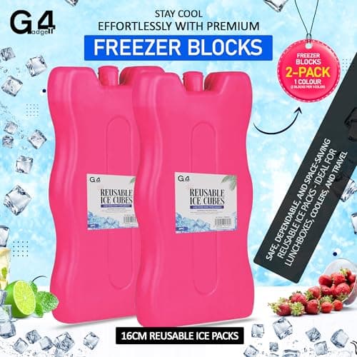 G4GADGET 16cm Freezer Blocks – Pack of 2 – Reusable Ice Packs for Coolers, Lunch Boxes, Travel & Outdoor Activities – Keeps Food Fresh and Drinks Cool — view 2