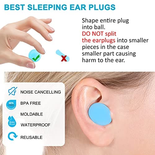 Reusable Silicone Ear Plugs, Waterproof Noise Cancelling EarPlugs for Sleeping, Mowing, Swimming, Airplanes, Concerts — view 5