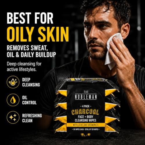 Men's Charcoal Face + Body Cleansing Wipes - 4 Pack (120ct) — view 3