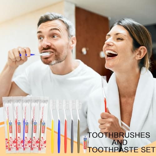 30 Pack Travel Toothbrush Set,Disposable Toothbrush with Toothpaste — view 2