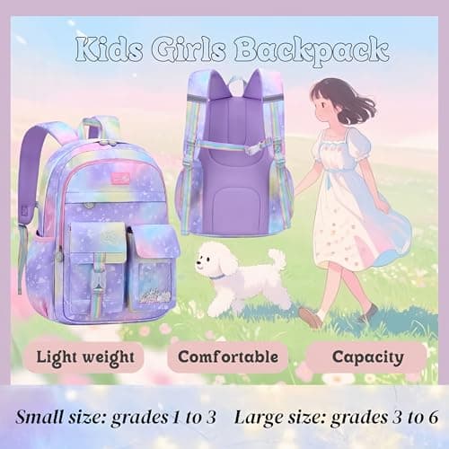 VIDOSCLA Cute Coloful Casual Daypack for Girls,Teens Elementary School Backpack,Primary Book Bags forTeens Gradient pink-L — view 2