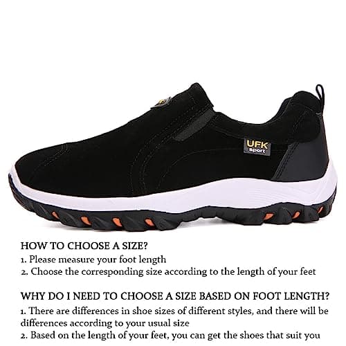 JiuQing Men's Walking Shoes Slip on Hiking Shoes Lightweight Low Rise Casual Travel Sneakers,Black,6 UK — view 3
