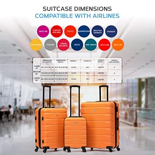 Flight Knight Lightweight 4 Wheel ABS Hard Case Medium Suitcase Approved for Over 100 Airlines Including easyJet, British Airways, Ryanair, Jet2, Emirates & Many More - Check-in Medium Size 25" — view 3