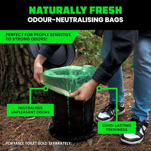 Rhino USA Scented Portable Toilet Bags (2 Rolls) Camping Toilet Bags for Outdoor 19 Litres Potty/Bucket - Replacement Poop/Waste Bag with Mint Scent for Outdoor Porta Potty — view 3