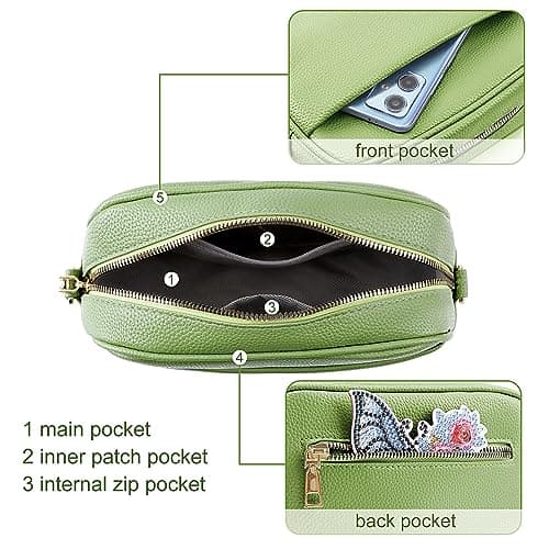 TIAASTAP Crossbody Bags for Women - Leather Handbags & Shoulder Bags Ladies Camera Cross Body Bag with Adjustable Wide Strap and Chain for Travel Shopping Work (Green) — view 5