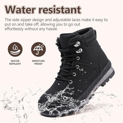 Bravover Walking Boots Womens Ankle Boots Hiking Boots Waterproof Mid Calf Boots Lace up Zipper lightweight Non-Slip Outdoor Trekking Boots for Women — view 3