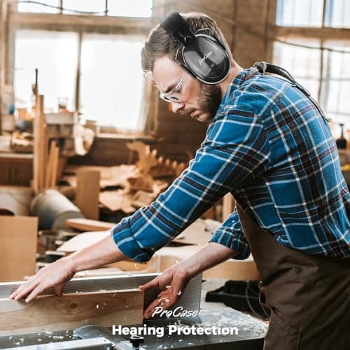 ProCase Adult Ear Defenders, 32db Noise Cancelling Headphones Autism Ear Protectors Adjustable Hearing Protection Safety Ear Muffs for Sleeping Construction Shooting Machinery Work Mowing -Black — view 5
