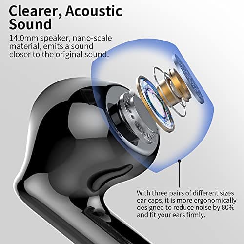 Wireless Earbuds, Bluetooth 5.4 Headphones In Ear with 4 ENC Noise Cancelling Mic, Btootos New Bluetooth Earbuds Mini Deep Bass Stereo Sound, 36H Playtime LED Display Wireless Earphones IP7 Waterproof — view 2