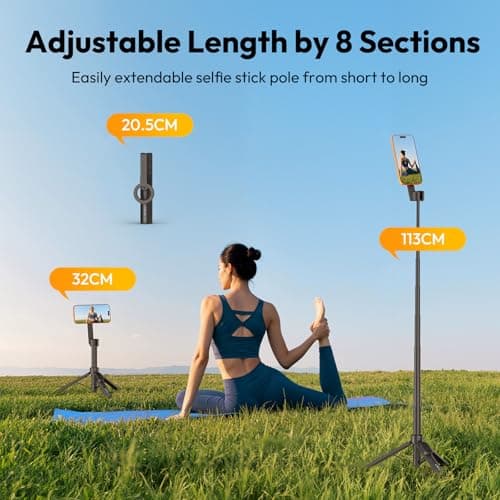 ULANZI SK26 Magnetic Phone Tripod, Retractable Selfie Stick for Vlogging | 15N Strong Magnet, One-Click Opening, Compatible with MagSafe, 200° Tilt, 10M Remote Control, Compatible with iPhone 17–12 — view 4