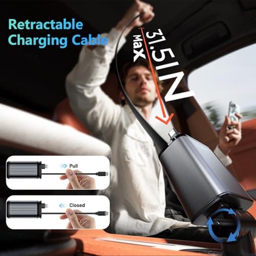 4 in 1 Car Charger Retractable 66W Fast USB C Car with Starry Sky Light 180° Adjustable Car Charger Compatible for iPhone 15/14/13/12 Galaxy S24/S23 Android Devices–Cars,SUVs,RVs,Trucks — view 5