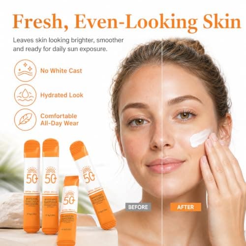 32 Pack Mini Sunscreen SPF 50+, Travel Size Sun Cream, No White Cast, Non-Greasy Water Resistant UV Protection for Face & Body, Lightweight Pocket Sunscreen for Holidays, Outdoor & Daily Use — view 4