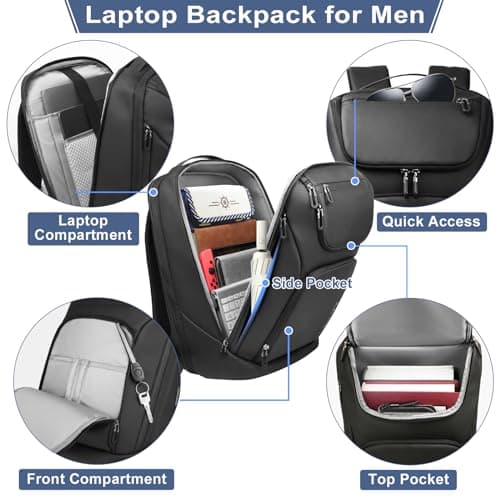 HEROIC KNIGHT Laptop Backpack for Men,Travel Rucksack 17.3 Inch-Black — view 3