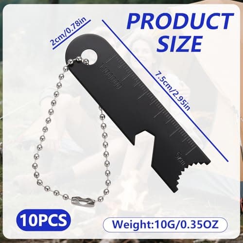 Eowppue Flint Scrapers 10 Pack, High Carbon Steel Fire Starter Strikers with Serrated Edge, Bottle Opener and Ball Chain, Compact 10 g Camping Hiking Survival Gear — view 4
