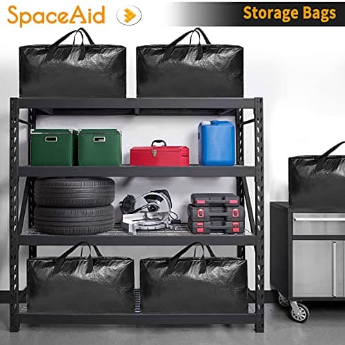 SpaceAid Heavy Duty Moving Bags, Extra Large Storage Totes W/Backpack Straps Strong Handles & Zippers, Alternative to Moving Boxes, Packing & Moving Supplies, Black (8 Pack) — view 3