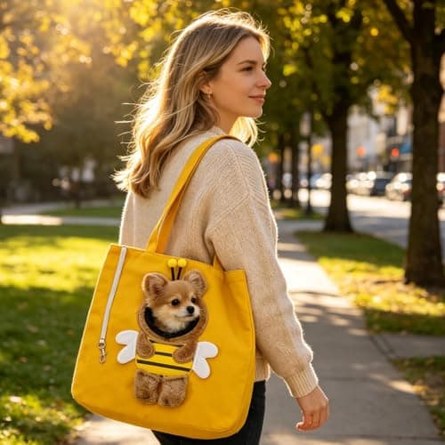 Dog Carrier Bee Design Travel Shoulder Tote Portable Outdoor Bag — view 3