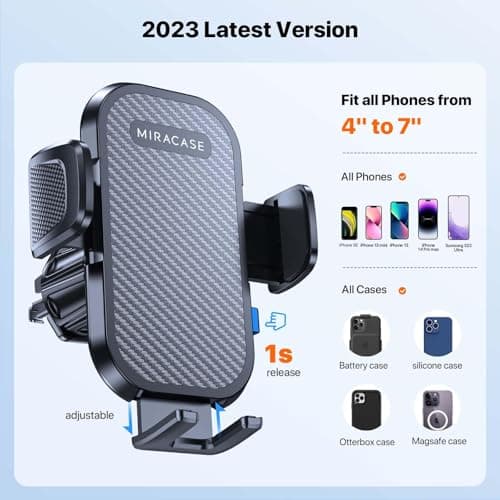 miracase 2nd Generation Car Phone Holder, Air Vent Phone Holder for Cars 360° Rotation, Universal Mobile Phone Mount Automobile Cradles for Vent Van iPhone 17 16 15 14 Pro Max 13 12 11 Samsung — view 6
