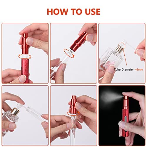 ACWOO Perfume Atomiser Bottles, 5Pcs 12ml Refillable Perfume Atomizer Empty Spray Bottles, Travel Fine Mist Fragrance Bottle with Window, Portable Purse Pocket Handbag Perfume Bottle for Men and Women — view 6