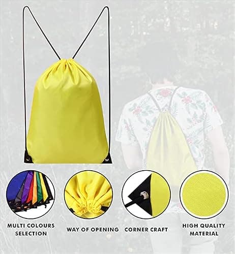 WFX Drawstring Gym Bag 2PCS String Bags Gym Sack Backpack PE Bags for Women Men Trainer Swimming Bag Travel Beach School Holidays Suitable for Sports,kids,Boys,Girls (Yellow 1pc) — view 4