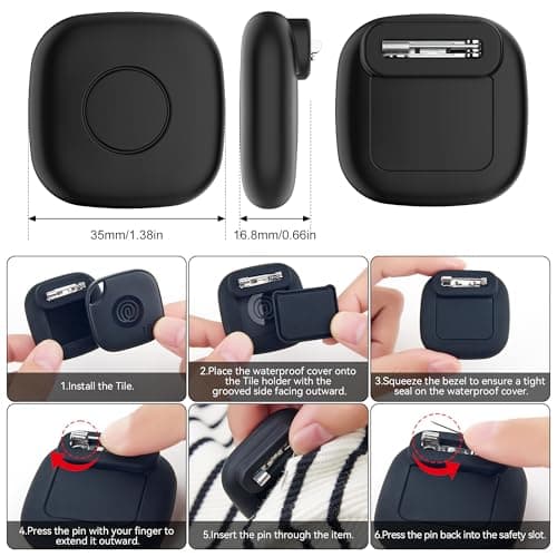 2-Pack Waterproof Silicone Case with Pin for Tile Mate 2024/2022 – Hidden GPS Tracker Holder for Kids, Teens, Elderly, Pets, Bags, Luggage – Anti-Lost & Anti-Scratch Cover – Black/White — view 5