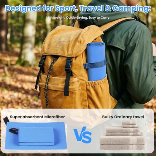 Aolso Microfibre Towel Set, 3 Pack Quick Dry Lightweight Microfibre Travel Towels, Super Absorbent Gym Towel for Men Weman, Beach Towel for Camping, Yoga, Swimming, Hiking-Blue(160x80cm+2 * 40x80cm) — view 6