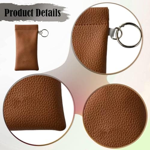 RNXRZANK Sunglasses Pouch Eyeglasses Storage Case Glasses Organizer Bag Soft Faux Leather Compression Resistant Auto Closing with Detachable Strap Suitable for, brown — view 2