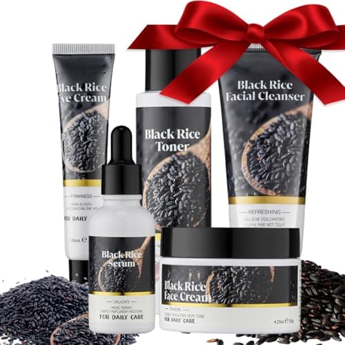 Black Rice Korean Skin Care Gift Set, 5 Piece Facial Routine for Women