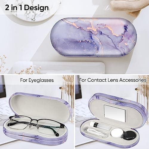 FINTIE 2 in 1 Glasses and Contact Lens Case, Lilac Marble — view 2