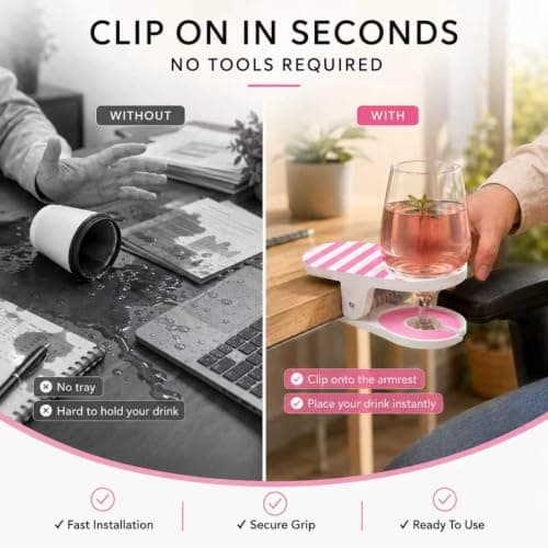 Clip On Cup Holder, Clamp On Cup Holder for Chair, Beach Chair Cup Holder Portable Drink Holder with Strong Clamp for Desk Table Pool, Cruise Outdoor Use — view 4