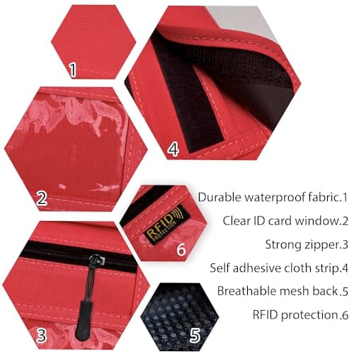 RFID Blocking Travel Neck Wallet Pouch and Passport Holder，Travel Neck Pouch Passport Holder for Women & Men, Red, 8 x 6 x 0.3 inches, Minimalist — view 5