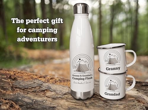 Personalised 500ml Thermal Flask and Enamel Mugs. Camping Tent Mug and Flask Set. Outdoor Adventure Gifts — view 4