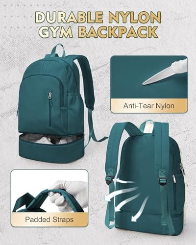 VENATIN Gym Backpack for Women Men,Lightweight Gym Bag with Shoes Compartment & Wet Pocket, Waterproof Backpack swimming bag Sports Travel Casual Daypack,Peacock Blue — view 4