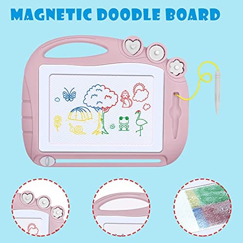 AiTuiTui Magnetic Drawing Board Travel Size, Erasable Doodle Sketching Writing Pad Travel Games for Kids in Car Airplane, Early Education Learning Skill Development Toys for Girls Age 3 4 5 Year Old — view 2