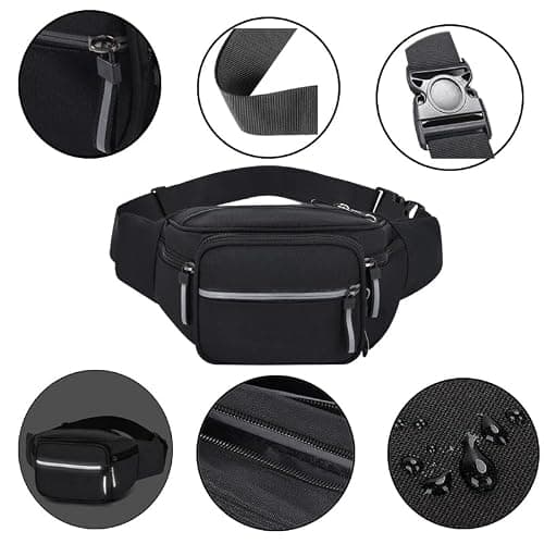 Bum Bag Waist Fanny Pack for Men Women Ladies Large Waist Bag with 6 Pockets for Dog Walking Running Hiking Camping Cycling — view 3