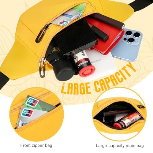 Bum Bag Unisex Lightweight Waterproof Fanny Pack Adjustable Crossbody Waist Pack for Travel Sports Daily Use (Yellow) — view 2