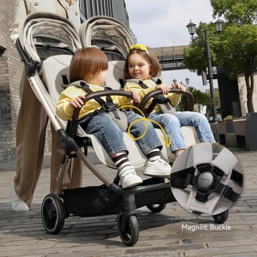 Jovikids Ayla Twins Double Pushchair, One-Hand Fold, Shock-Absorbing — view 3