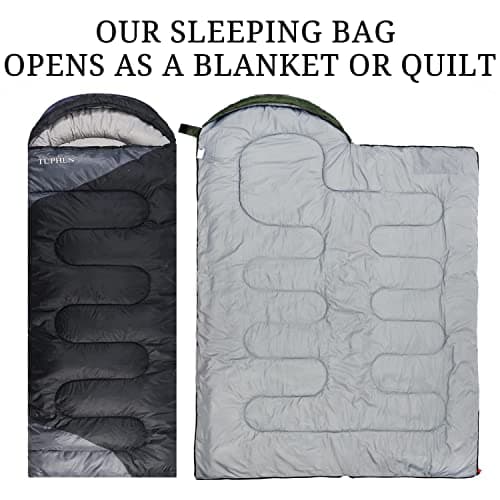 tuphen Sleeping Bag - 3-4 Seasons Camping Sleeping Bags for Adults for Hiking, Backpacking, Cold Weather & Warm Lightweight Travel Gear (Dark-gray, Single 86.61''x31.49'') — view 6