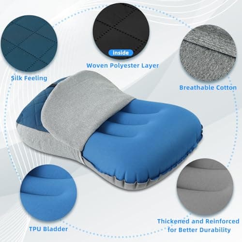 Crisonky Camping Pillow with Removable Cover, Ultralight Inflatable Pillow — view 5