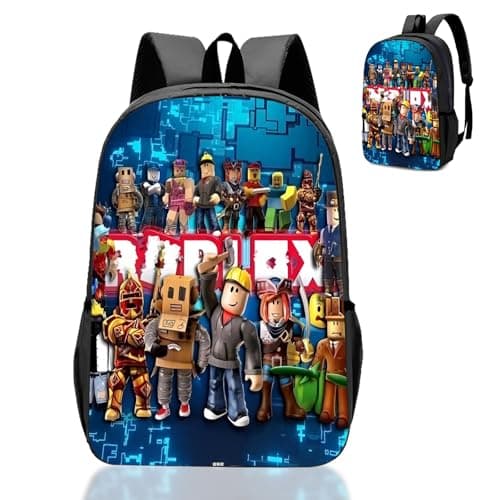 Roblx Backpack School Bag Boys Teen- Anime School Rucksack with Adjustable Shoulder Straps, 3d Printed Book Bags, Children's Schoolbag Waterproof Backpack for 3-12 Years Gamers Gifts Hiking Travel