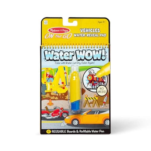 Melissa & Doug Water WOW Vehicles, Magic Painting Book with Water Pen, Water Colouring Books for Children Age 3-7, Plane Activities for Kids Travel Activity Packs - FSC Certified