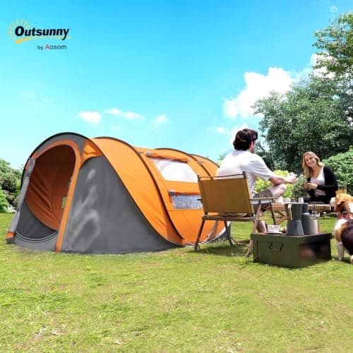 Outsunny 3 Person Pop-up Camping Tent w/Ground Sheet 4 Windows Orange — view 2