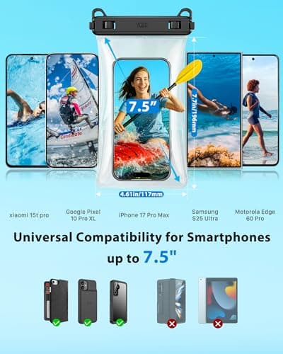 YOSH Waterproof Phone Pouch Floating [3D Seamless Body], Fits Up to 7.5" — view 6