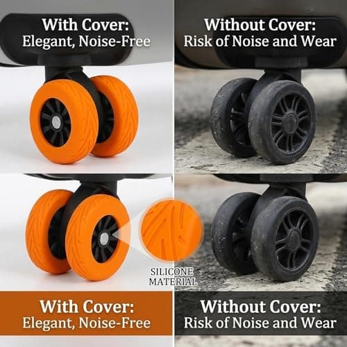 12Pcs Silicone Suitcase Wheel Protectors, Anti-Noise Wear-Resistant Luggage Wheel Covers, Non-Slip Spinner Suitcase Wheel Covers Fits 2.0-2.5" Wheels, Travel Carry-On Accessories(Black/Purple/Orange) — view 5