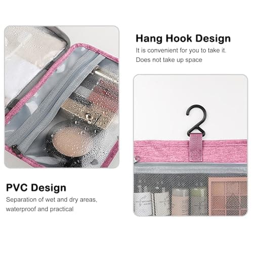 Hanging Toiletry Bag for Women, Large Waterproof Wash Bag with Hook — view 4